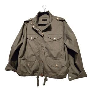 Talbots Military Utility Field Jacket Womens Plus 1X Green Coat 90s Y2K Gorpcore
